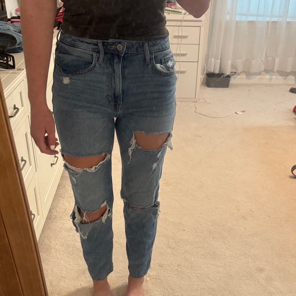 Hollister Ripped Light Blue Straight Jeans